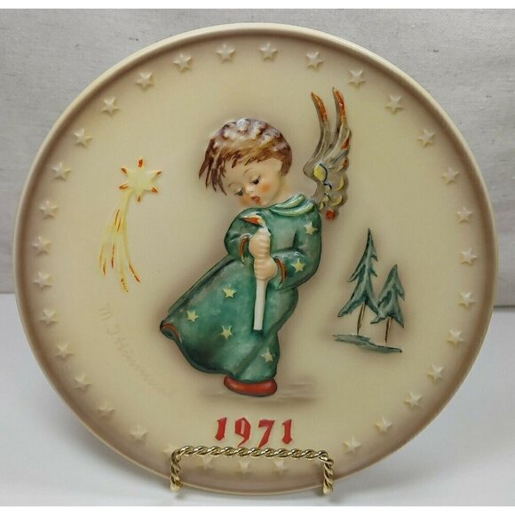 M J Hummel 1971 Hand Painted Porcelain First Edition 100 Years Angel Plate VTG - Picture 3 of 10